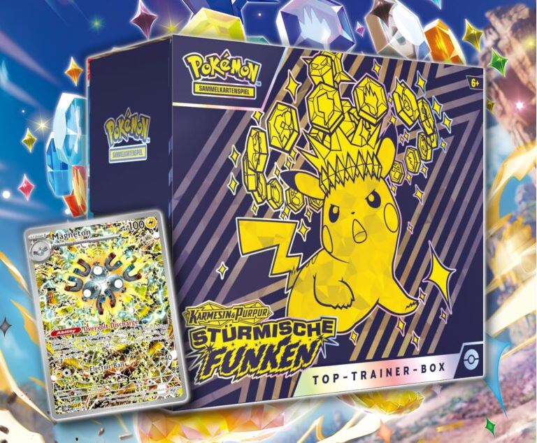 Pokemon - Karmesin & Purpur KP08 Stürmische Funken Top Trainer Box (deutsch)