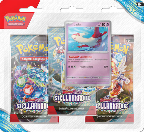 Pokemon Karmesin & Purpur KP 7 Stellarkrone 3er - Pack Blister (deutsch)