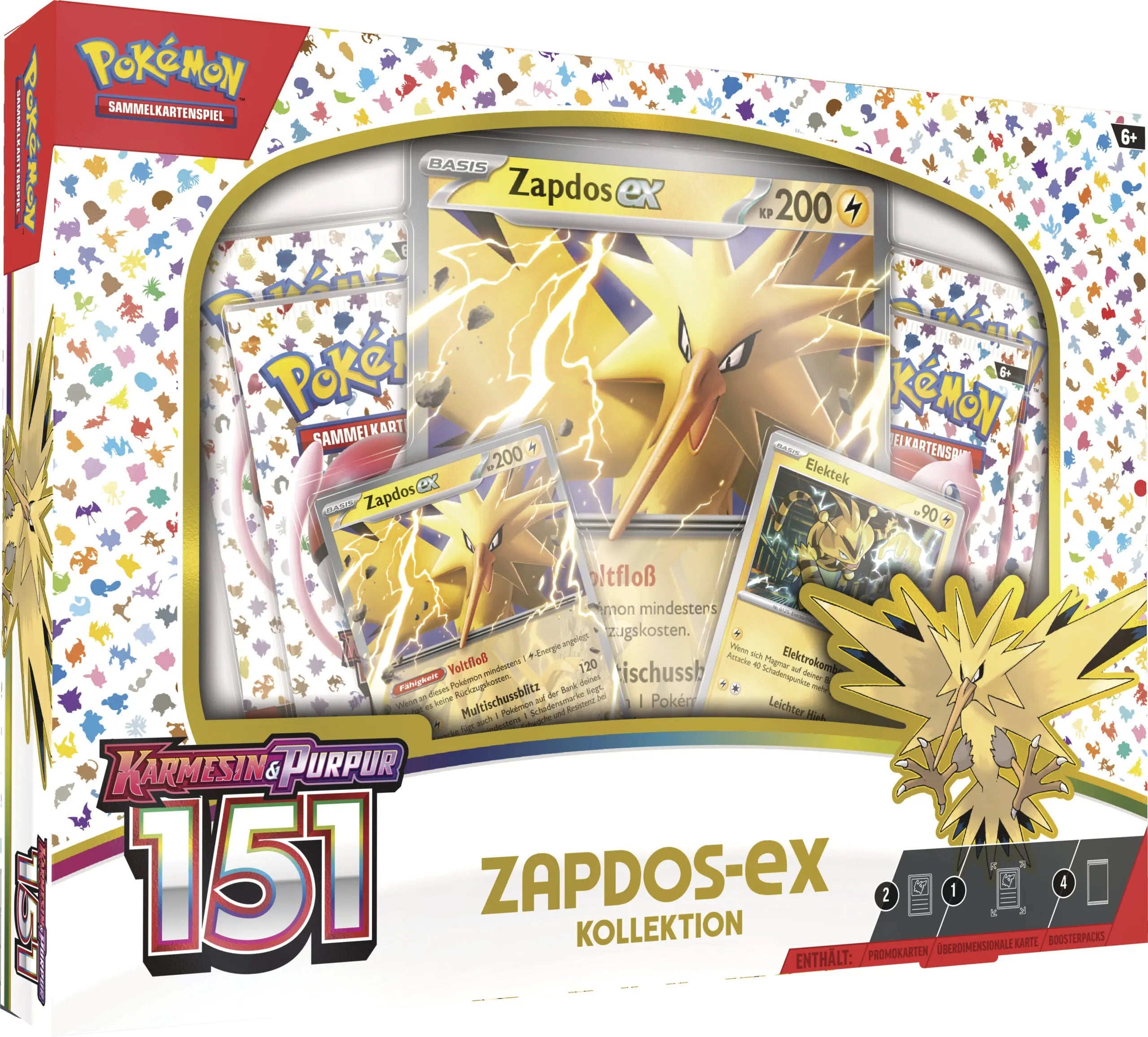 Pokemon Karmesin & Purpur 151 KP 3.5 Zapdos EX Box Oversized Card (deutsch)