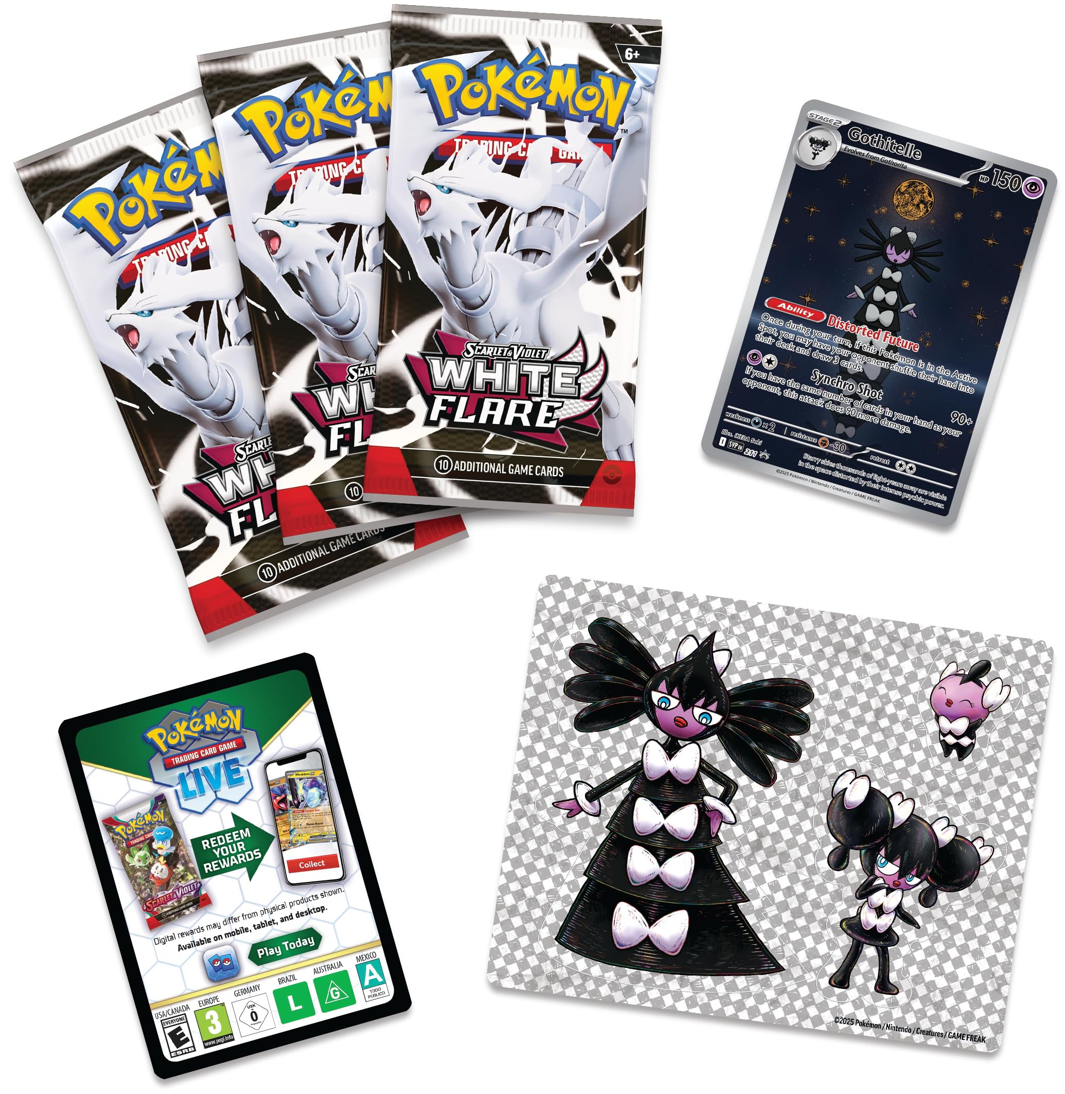 Pokemon TCG Scarlet & Violet SV10.5 White Flare Tech Sticker Blister Pack – 3 Packs (englisch)
