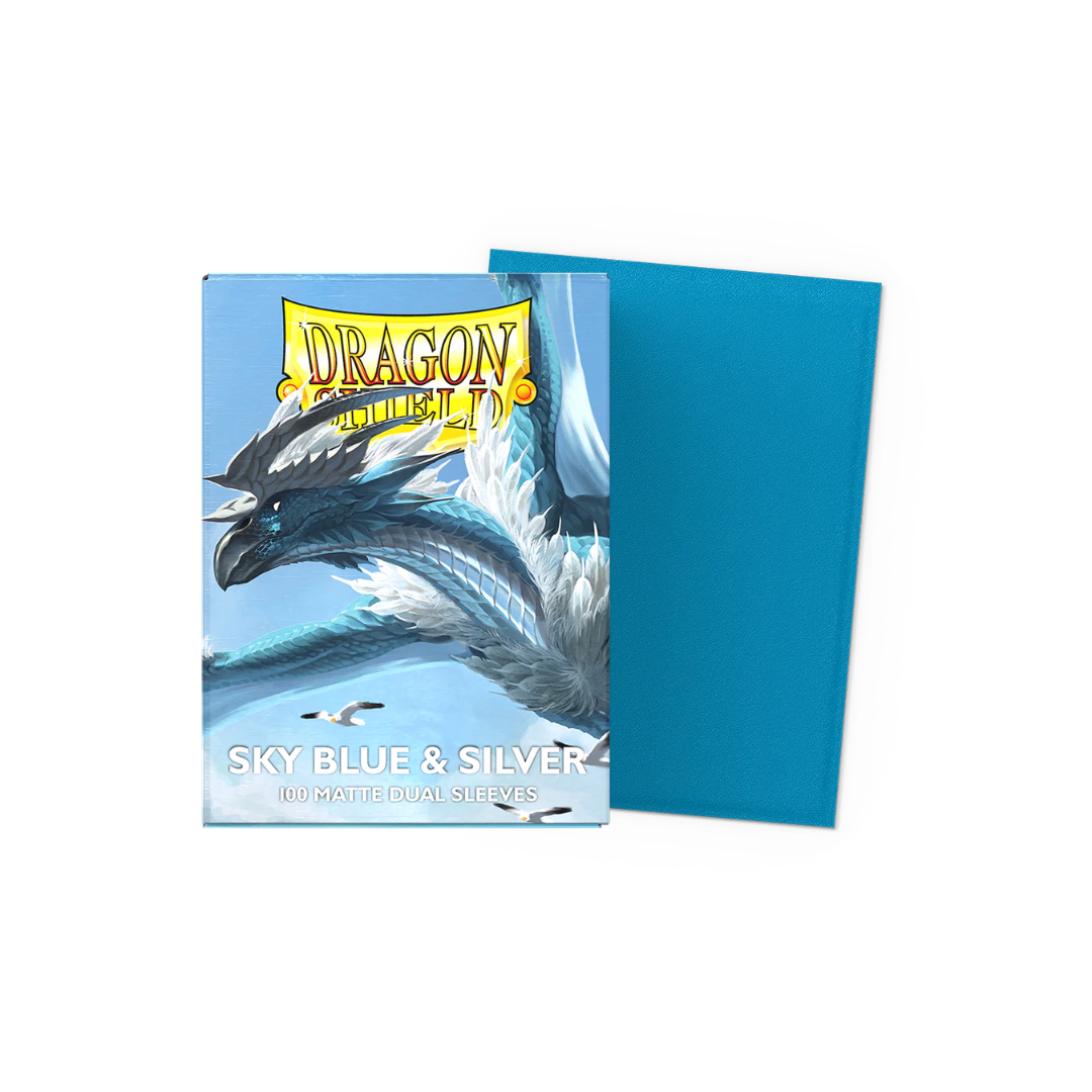 Dragon Shield - 100 Standard Size Matte Dual Card Sleeves - Sky Blue & Silver