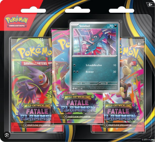 Pokemon ME02 Mega-Entwicklung – Fatale Flammen 3-Pack Blister (Deutsch)