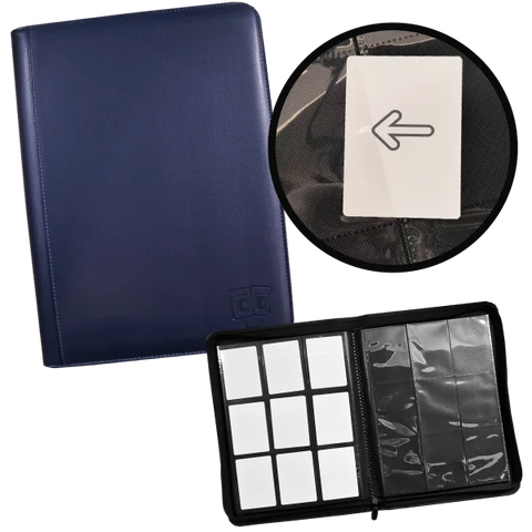 TCG Guru – 9er Pocket Binder Blau - Lederoptik (Ordner mit Reissverschluss)