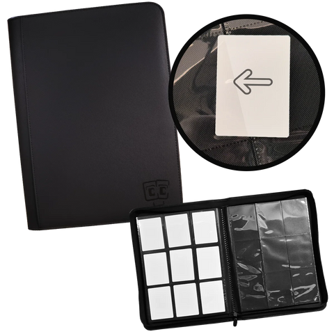 TCG Guru – 9er Pocket Binder Schwarz - Lederoptik (Ordner mit Reissverschluss)