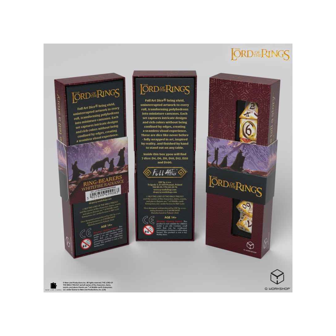 Q-Workshop – The Lord of the Rings: Ring-bearers – Whitefire Radiance Full Art Dice Set