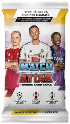TOPPS Match Attax 2025/26 – Trading Card Game Einzelbooster (Champions League, Europa League & Conference League)