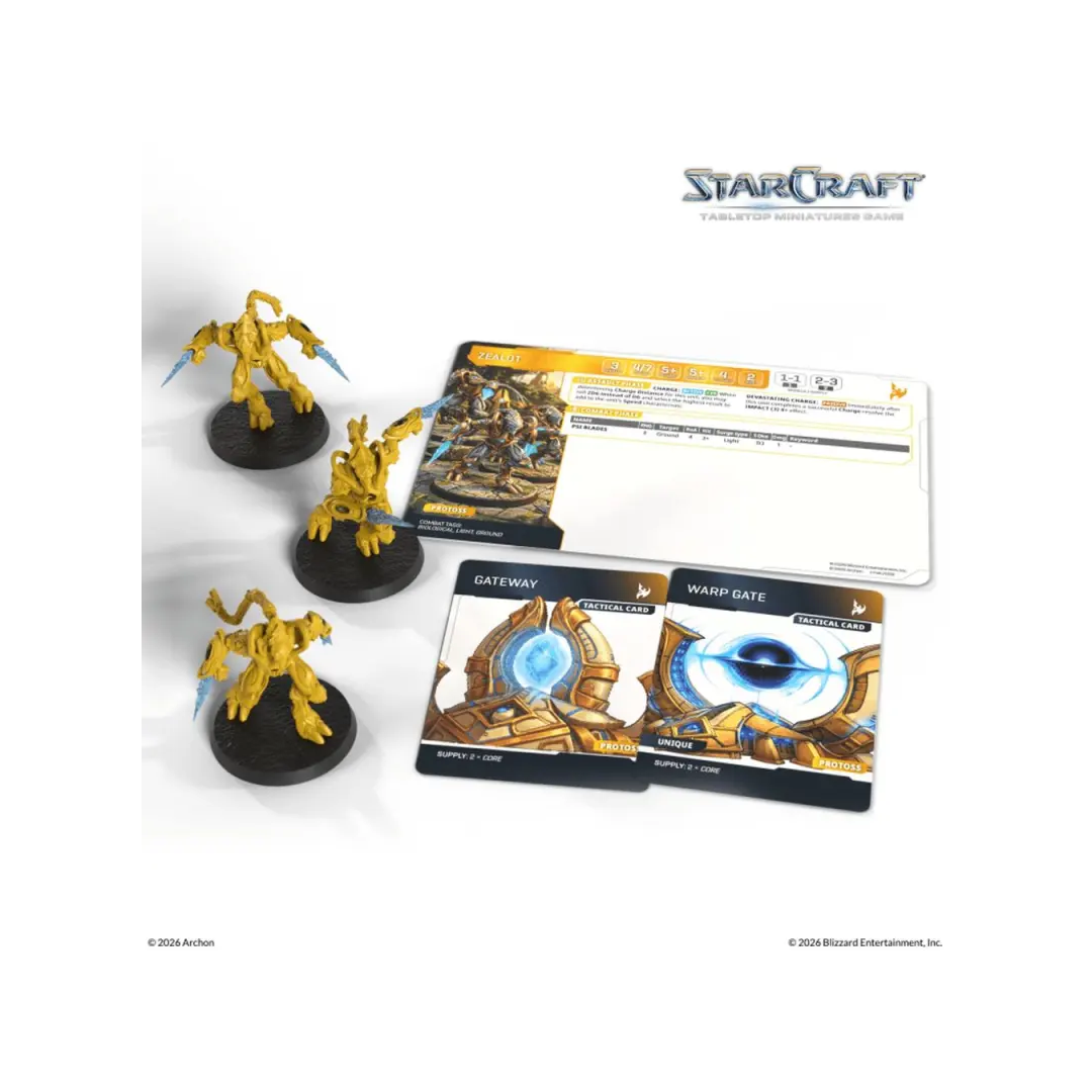 StarCraft TMG Protoss Zealot Miniaturen mit Karten