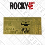 Rocky II Apollo Creed 24K Gold Plated Limited Edition Fight Ticket