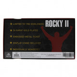 Rocky II Apollo Creed 24K Gold Plated Limited Edition Fight Ticket